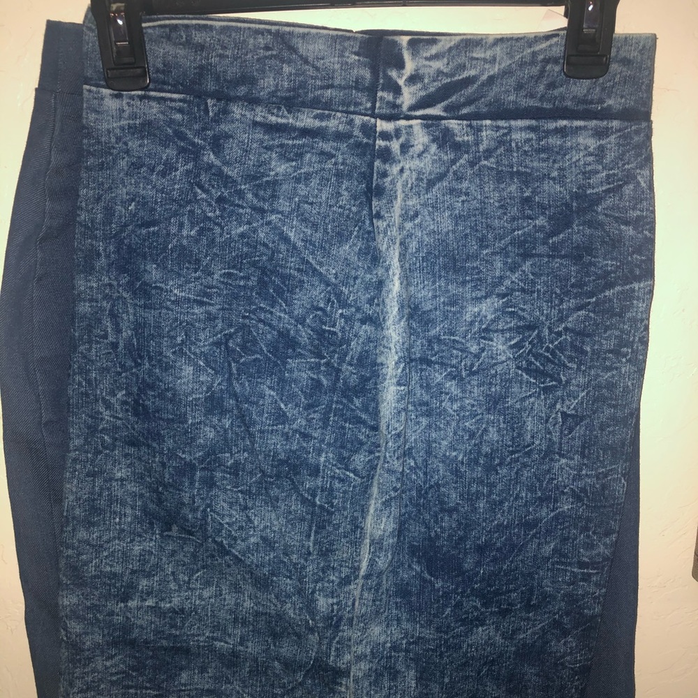 Acid wash denim pencil skirt